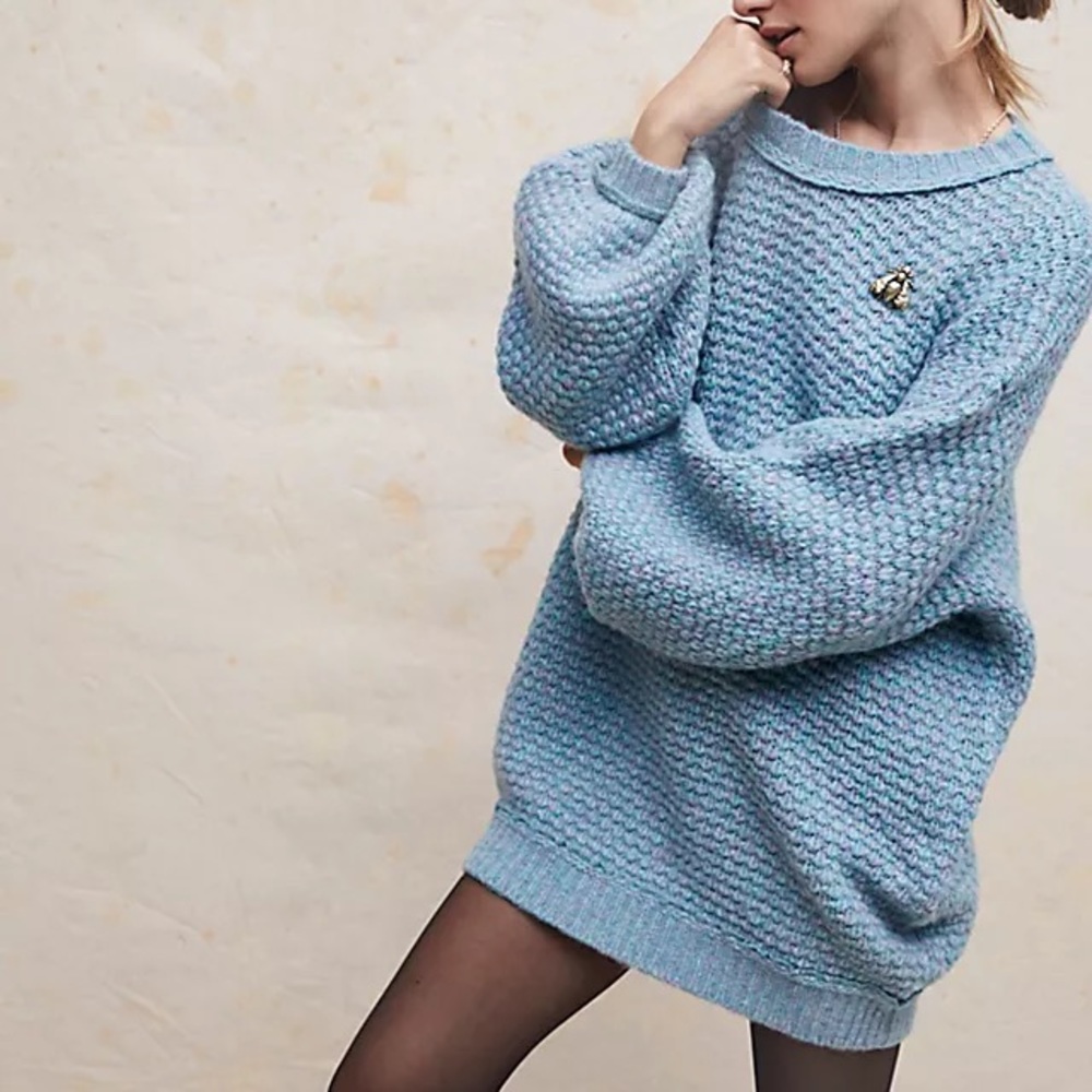 NWOT Free People Mini Sweater Dress / Slouchy Oversized Chunky Knit Z394